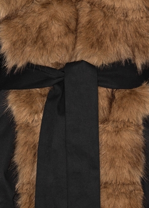 Donatella short fake fur collar jakke Black ROTATE